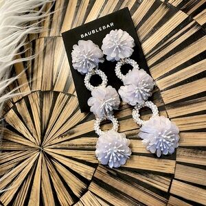 BaubleBar 💒 Floral Bridal Wedding Shower Bead Gold Ring Dangle Linked Earrings